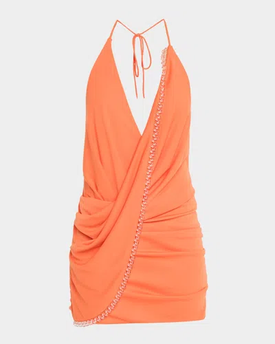 Significant Other Rufayah Draped Halter Mini Dress In Metallic