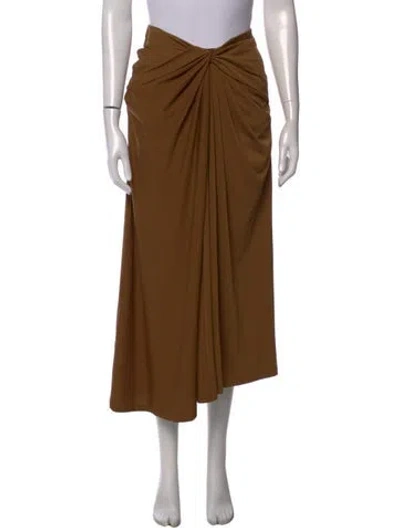 Pre-owned Significant Other Ruffle Embellishment Midi Length Skirt In Brown