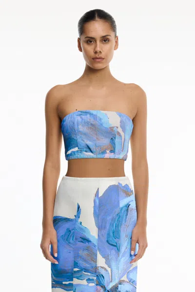 Significant Other Rumi Strapless Top Spliced Bloom In Blue