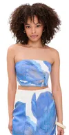 Significant Other Rumi Strapless Top Spliced Bloom In Blue