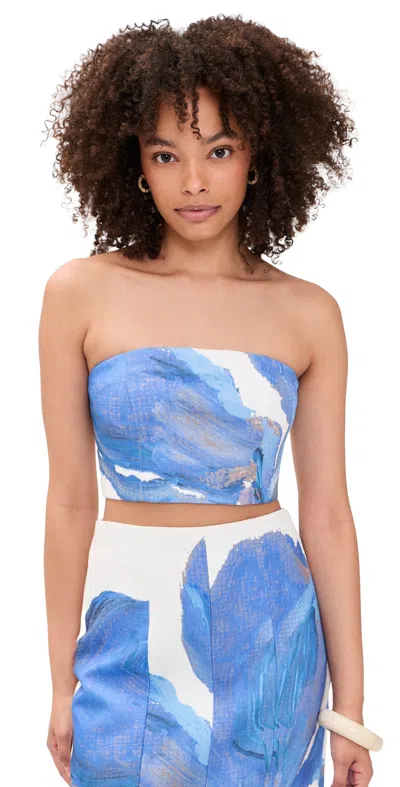 Significant Other Rumi Strapless Top Spliced Bloom In Blue