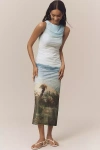 Significant Other Exclusive Sura Strapless Printed Mesh Maxi Dress In Multi