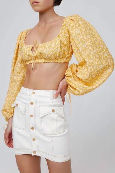 Significant Other Sasha Balloon Sleeves Top In Champagne In Yellow