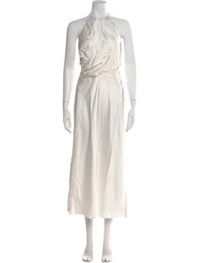 Pre-owned Significant Other Silk Long Dress In White