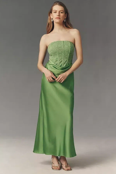 Significant Other Sofiya Stretch Lace Strapless Maxi Dress In Green