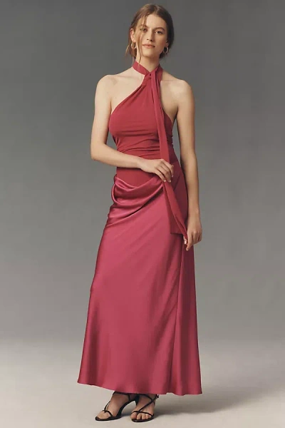Significant Other Sofiya Stretch Mesh Scarf Maxi Dress In Red