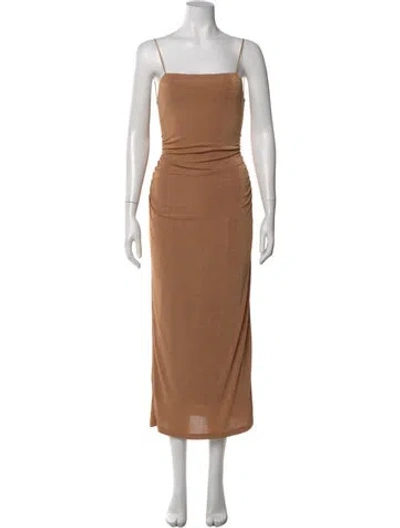 Pre-owned Significant Other Square Neckline Long Dress In Brown