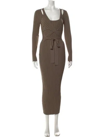 Pre-owned Significant Other Square Neckline Long Dress In Brown