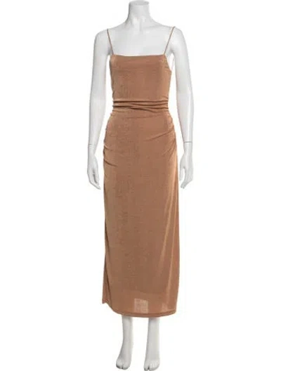 Pre-owned Significant Other Square Neckline Long Dress In Brown