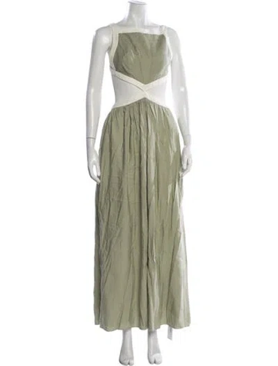 Pre-owned Significant Other Square Neckline Long Dress In Green