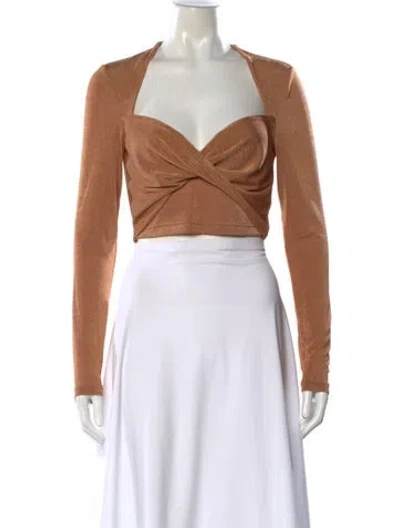 Pre-owned Significant Other Square Neckline Long Sleeve Crop Top