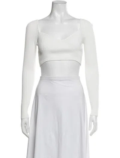 Pre-owned Significant Other Square Neckline Long Sleeve Crop Top In Neutrals