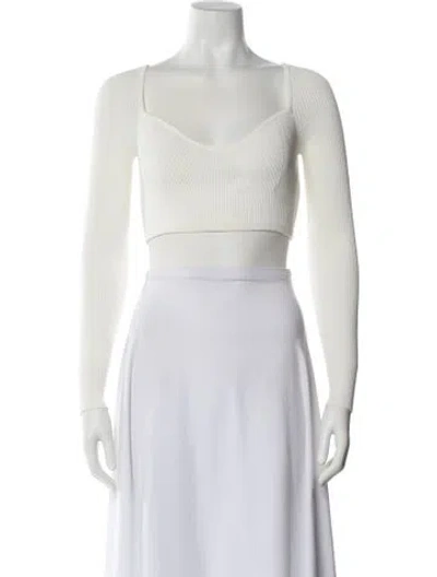 Pre-owned Significant Other Square Neckline Long Sleeve Crop Top In White