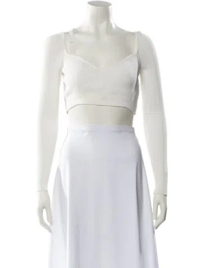 Pre-owned Significant Other Square Neckline Long Sleeve Crop Top In White