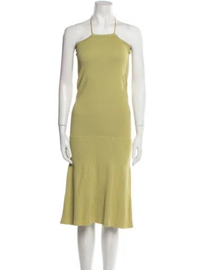 Pre-owned Significant Other Square Neckline Midi Length Dress In Green