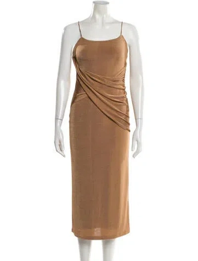Pre-owned Significant Other Square Neckline Midi Length Dress In Neutral