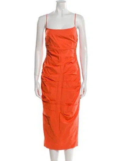 Pre-owned Significant Other Square Neckline Midi Length Dress W/ Tags In Orange