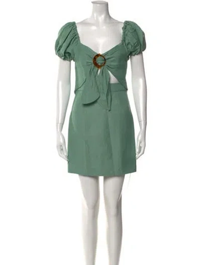 Pre-owned Significant Other Square Neckline Mini Dress In Green