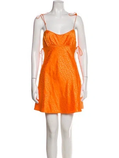 Pre-owned Significant Other Square Neckline Mini Dress In Orange