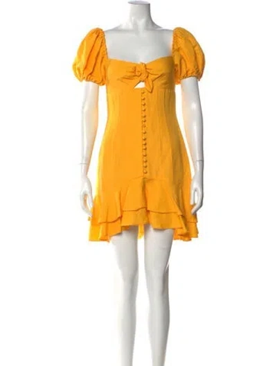 Pre-owned Significant Other Square Neckline Mini Dress In Yellow