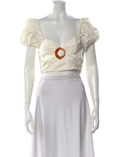 Pre-owned Significant Other Square Neckline Short Sleeve Crop Top W/ Tags In White