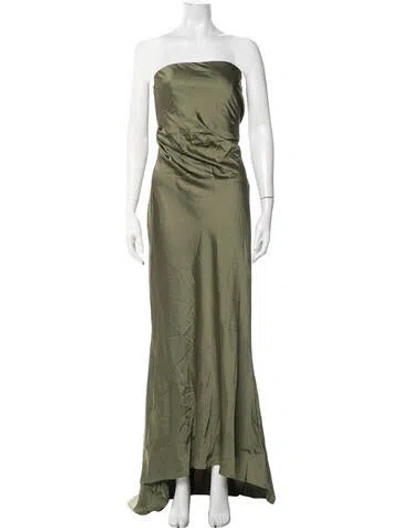 Pre-owned Significant Other Strapless Long Dress In Green