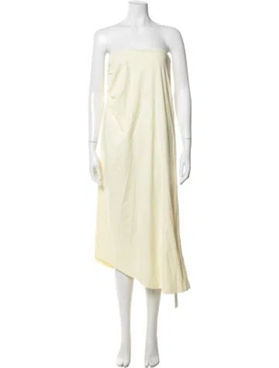 Pre-owned Significant Other Strapless Midi Length Dress In Yellow