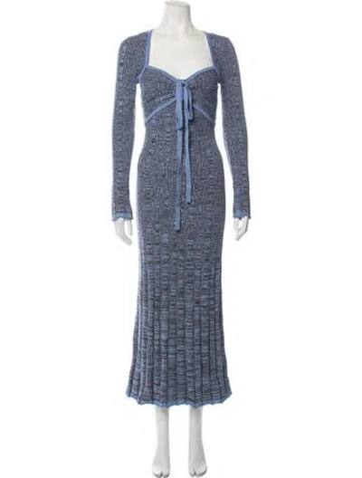 Pre-owned Significant Other Striped Long Dress In Blue