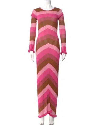 Pre-owned Significant Other Striped Long Dress In Pink