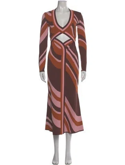 Pre-owned Significant Other Striped Long Dress W/ Tags In Brown