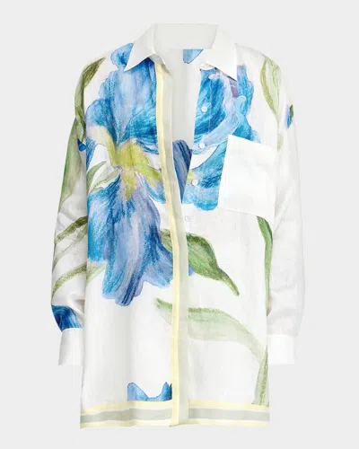 Significant Other Tess Long-sleeve Floral Shirt In Iris Bouquet