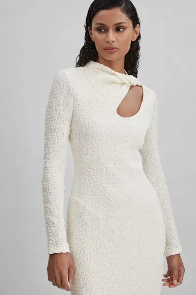 Significant Other Textured Cut-out Midi Dress In Cream