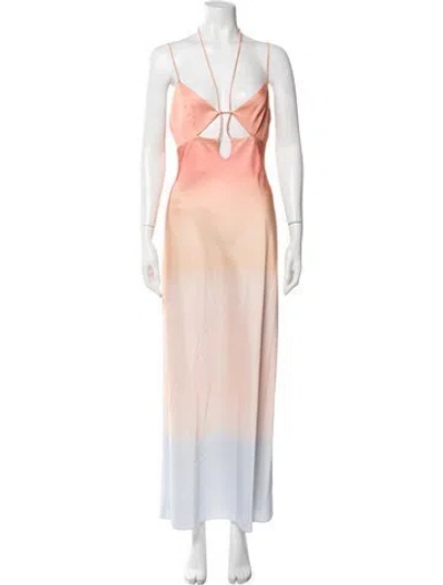 Pre-owned Significant Other Tie-dye Print Long Dress In Orange