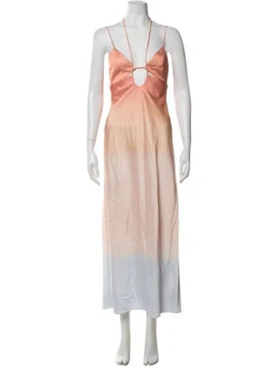 Pre-owned Significant Other Tie-dye Print Long Dress In Orange