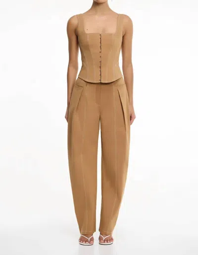 Significant Other Tovi Relaxed Straight Tapered Pants In Cedar In Brown