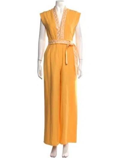 Pre-owned Significant Other V-neck Jumpsuit In Yellow