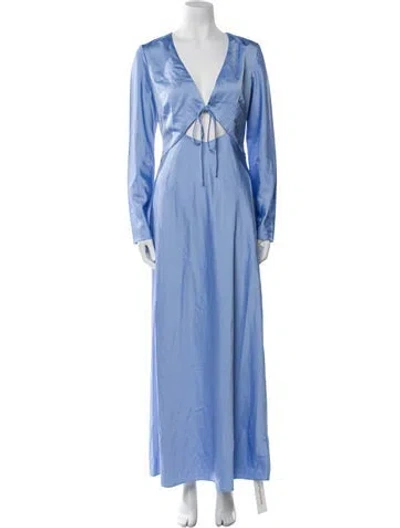 Pre-owned Significant Other V-neck Long Dress In Blue