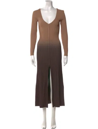 Pre-owned Significant Other V-neck Long Dress In Brown