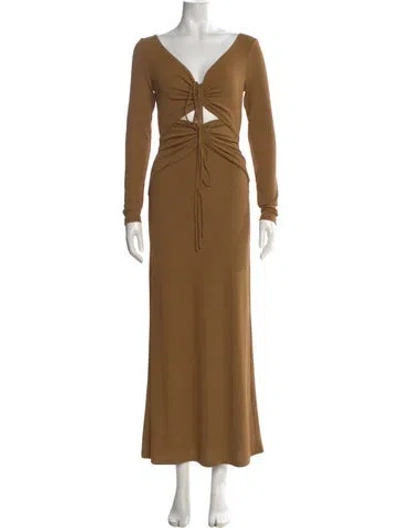 Pre-owned Significant Other V-neck Long Dress In Brown