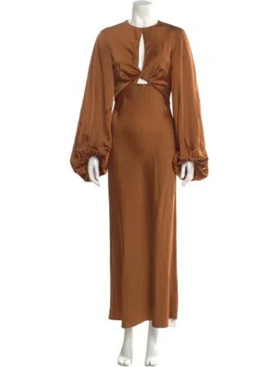 Pre-owned Significant Other V-neck Long Dress In Brown
