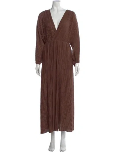 Pre-owned Significant Other V-neck Long Dress In Brown