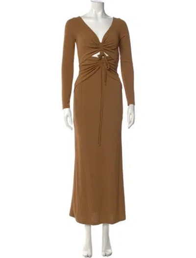 Pre-owned Significant Other V-neck Long Dress In Brown