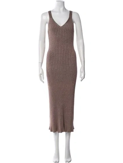 Pre-owned Significant Other V-neck Long Dress In Brown