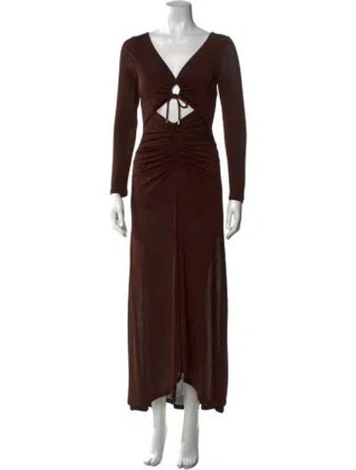 Pre-owned Significant Other V-neck Long Dress In Brown