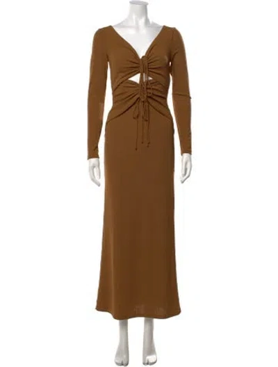 Pre-owned Significant Other V-neck Long Dress In Brown