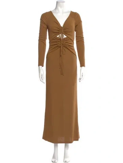 Pre-owned Significant Other V-neck Long Dress In Neutral