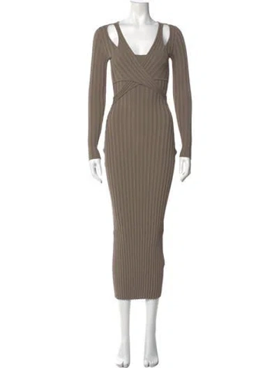 Pre-owned Significant Other V-neck Long Dress In Neutral