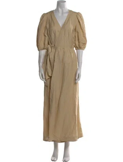 Pre-owned Significant Other V-neck Long Dress In Neutral