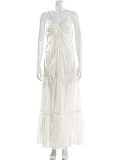 Pre-owned Significant Other V-neck Long Dress In Neutral