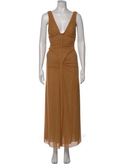 Pre-owned Significant Other V-neck Long Dress In Neutral